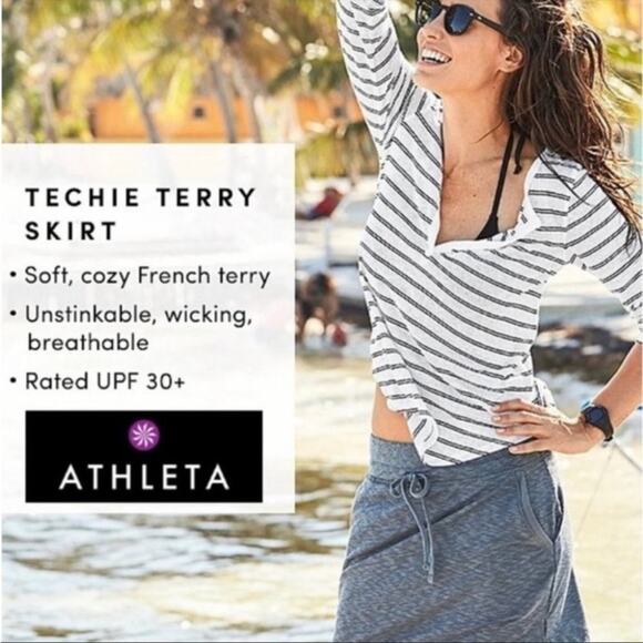 Athleta Techie Terry Mini Skirt in Heathered Charcoal Gray Size Small - Picture 3 of 11